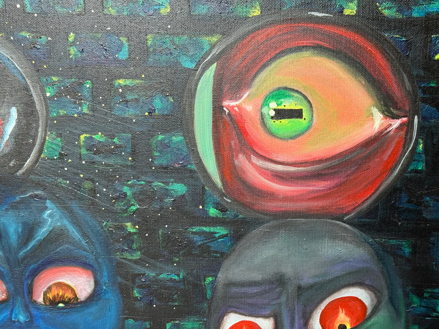 Feast of the Unknown – Original Alien Acrylic Painting by Jackie Harris
