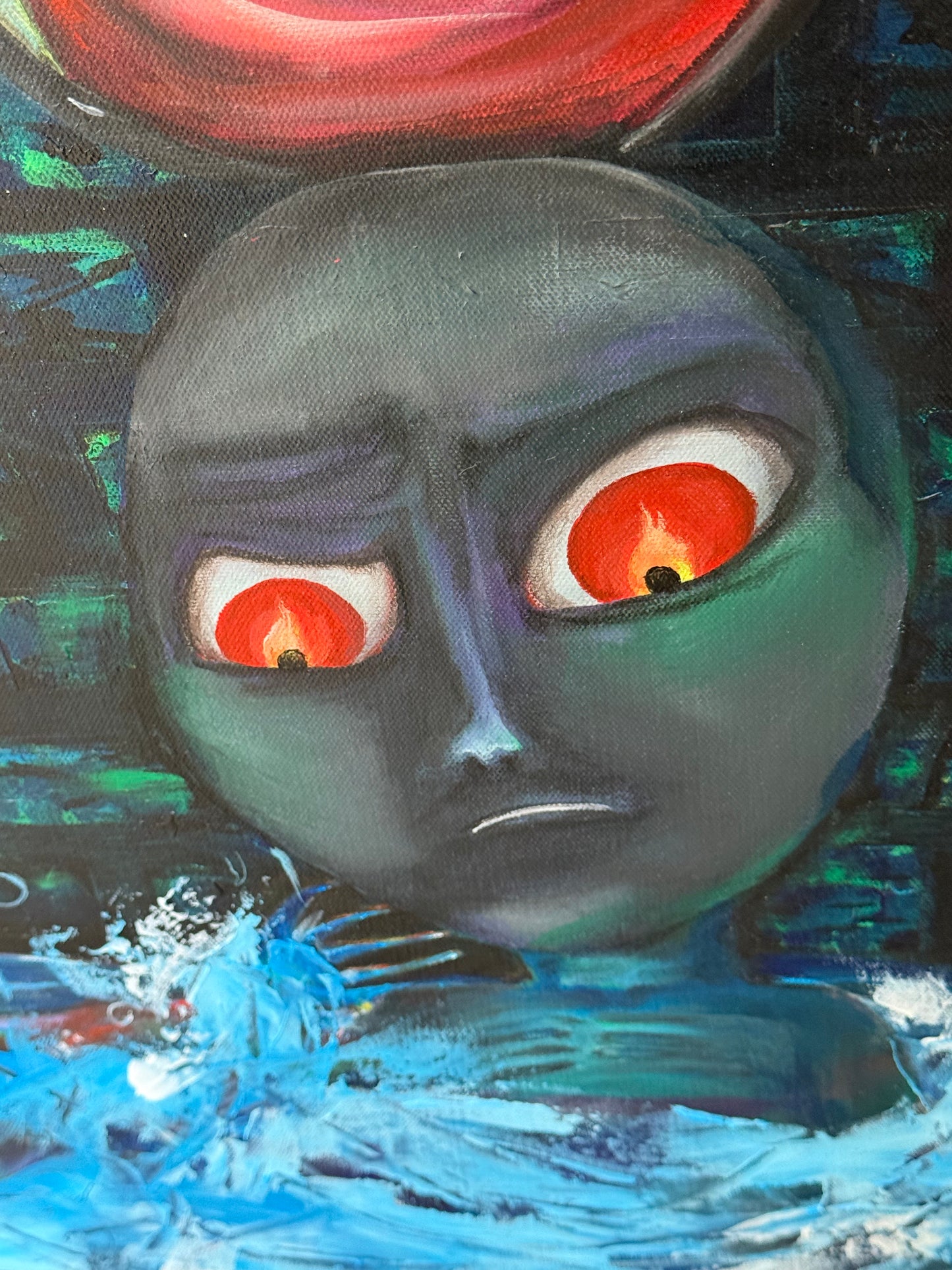 Feast of the Unknown – Original Alien Acrylic Painting by Jackie Harris