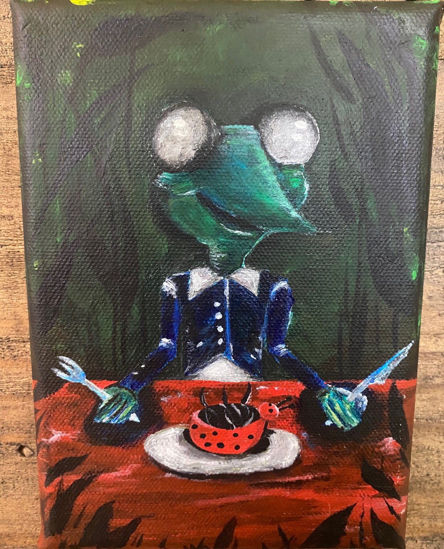 Hungry for Nature – Original Acrylic Painting by Jackie Harris (5x7)