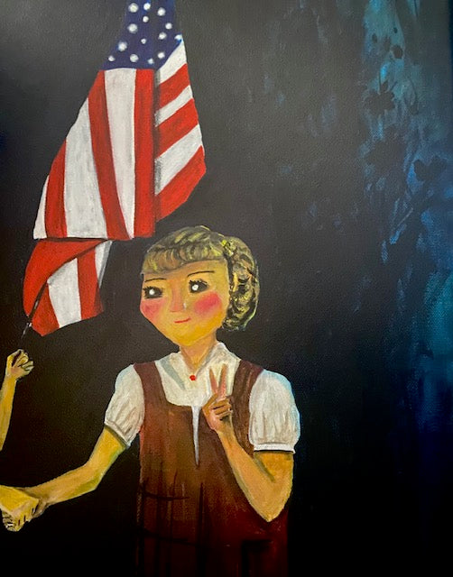 Initiation - Surreal Girl Scout Acrylic Painting by Jackie Harris (20"x20")