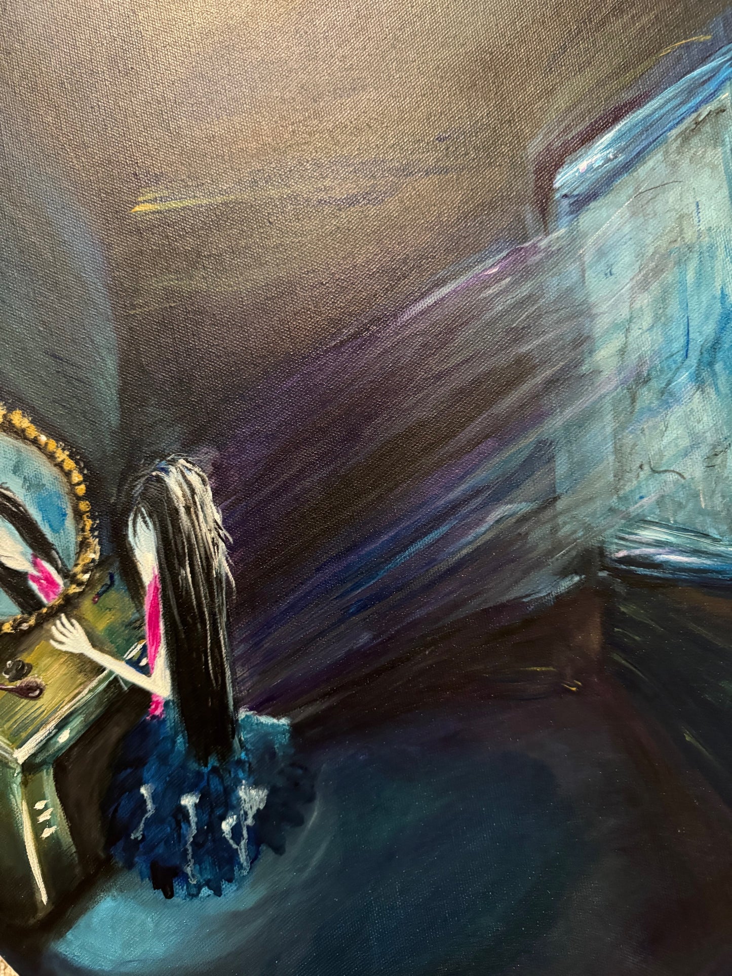 Reflections? – Original 16x20 Ovular Acrylic Painting on Canvas