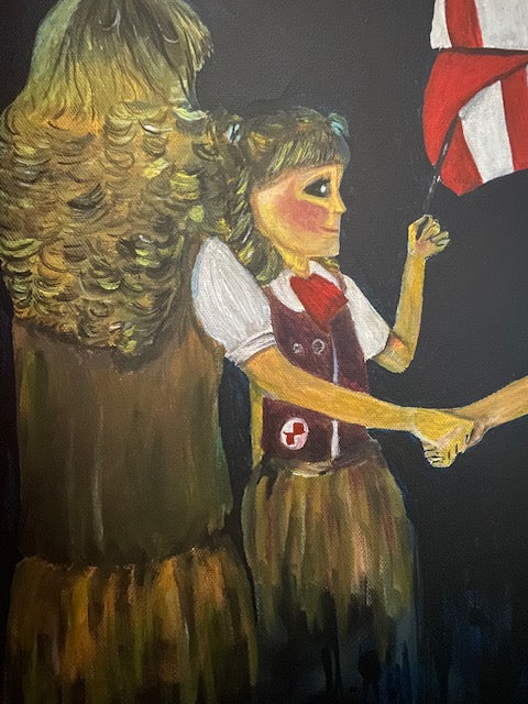 Initiation - Surreal Girl Scout Acrylic Painting by Jackie Harris (20"x20")