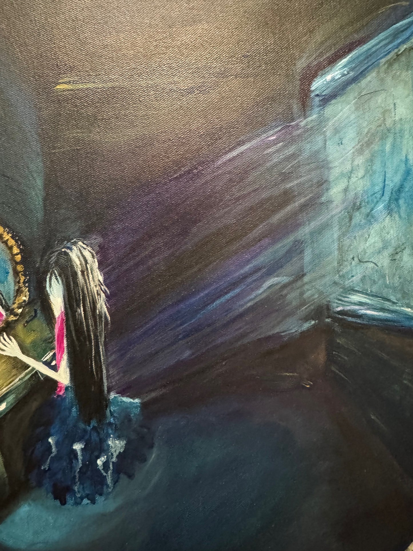 Reflections? – Original 16x20 Ovular Acrylic Painting on Canvas