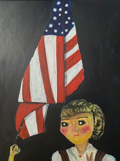 Initiation - Surreal Girl Scout Acrylic Painting by Jackie Harris (20"x20")