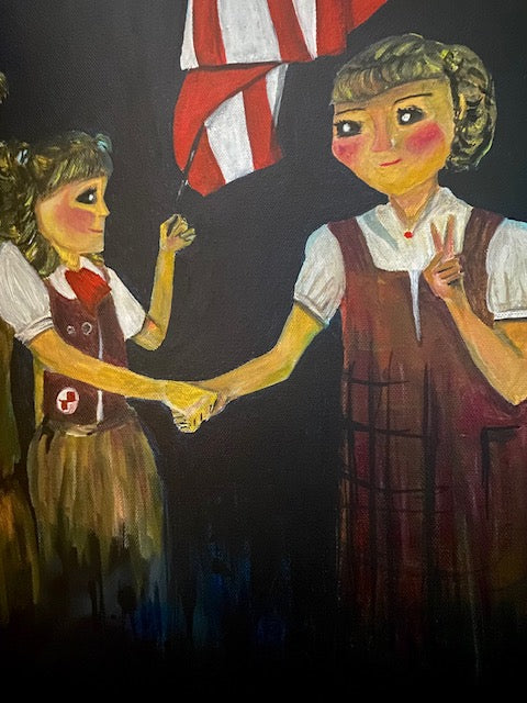 Initiation - Surreal Girl Scout Acrylic Painting by Jackie Harris (20"x20")
