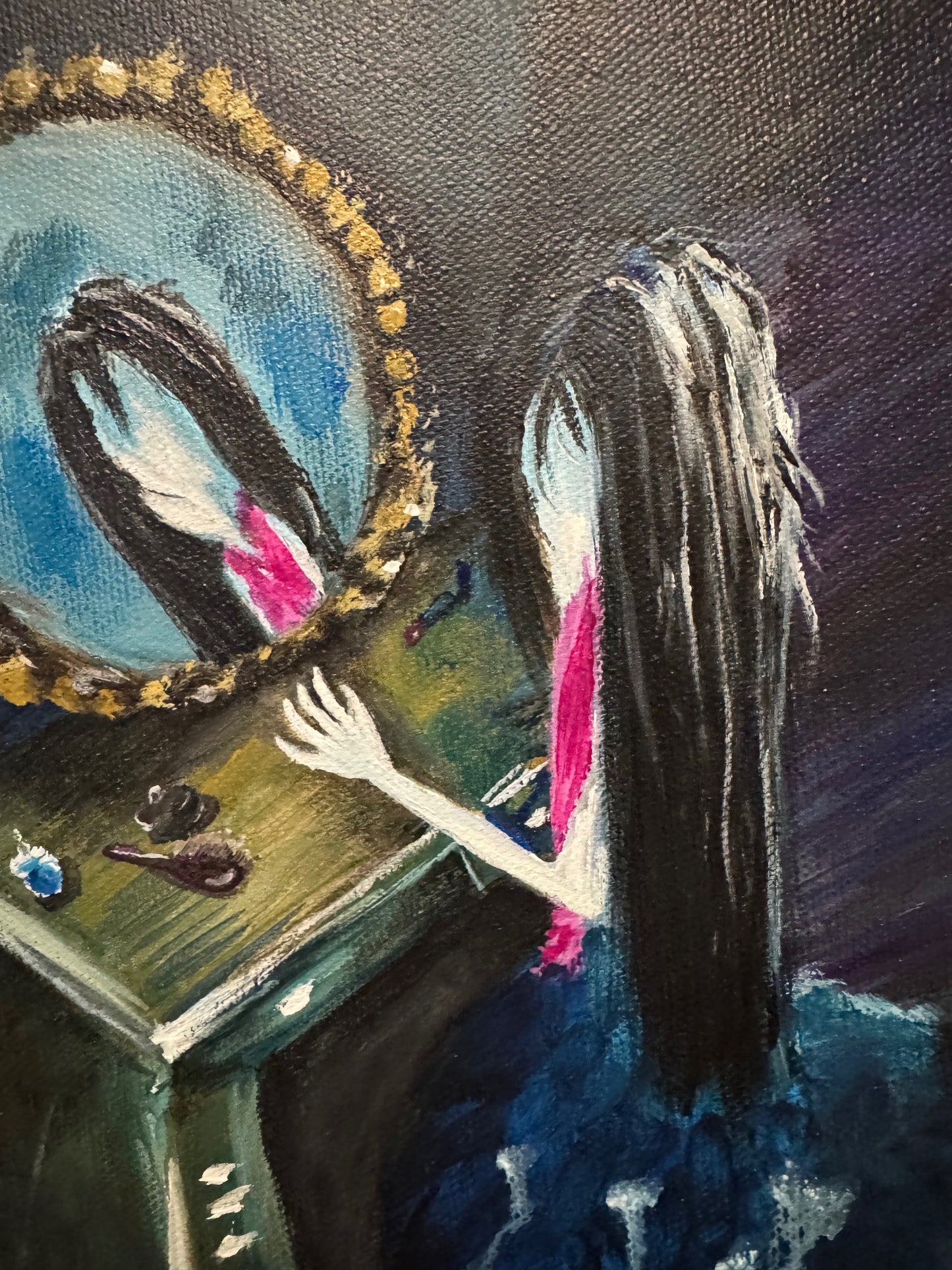 Reflections? – Original 16x20 Ovular Acrylic Painting on Canvas