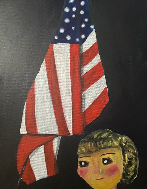 Initiation - Surreal Girl Scout Acrylic Painting by Jackie Harris (20"x20")