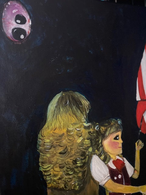 Initiation - Surreal Girl Scout Acrylic Painting by Jackie Harris (20"x20")
