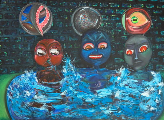 Feast of the Unknown – Original Alien Acrylic Painting by Jackie Harris
