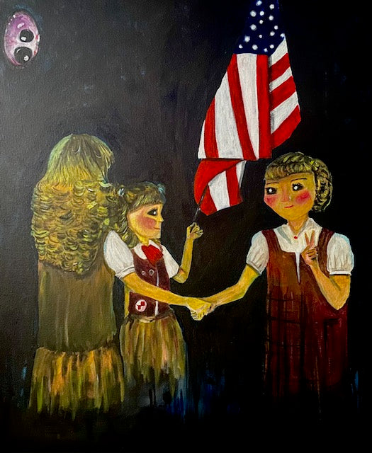Initiation - Surreal Girl Scout Acrylic Painting by Jackie Harris (20"x20")
