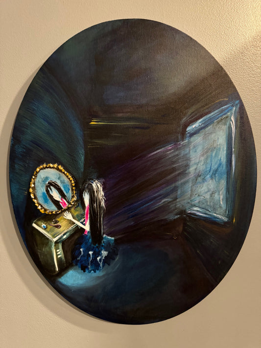 Reflections? – Original 16x20 Ovular Acrylic Painting on Canvas