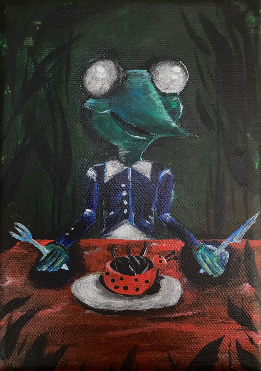 Hungry for Nature – Original Acrylic Painting by Jackie Harris (5x7)